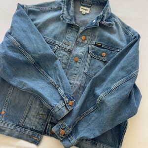 Wrangler‎ Womens Blue Denim Trucker Jacket Medium Wash XS Jean Jacket